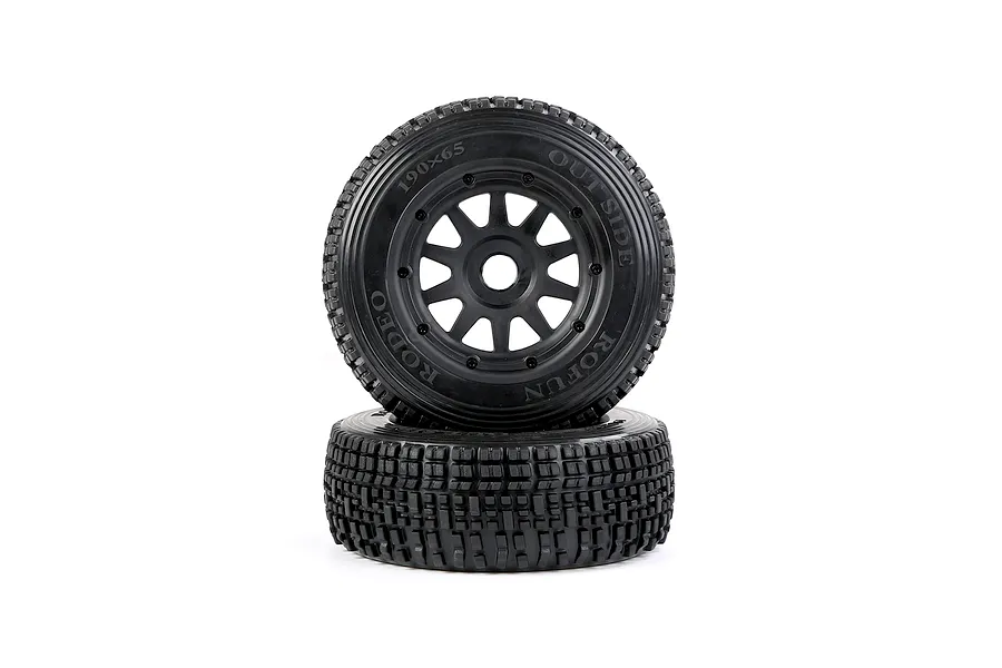 Rovan 1/5 5SC Front Tyres on Black Rims - Beadlock Wheels 2Pcs image 8