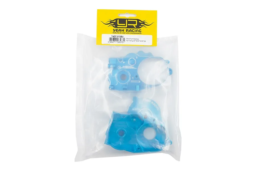 Yeah Racing blue aluminium gearbox for Tamiya DT-02/DT-03 in original retail packaging.
