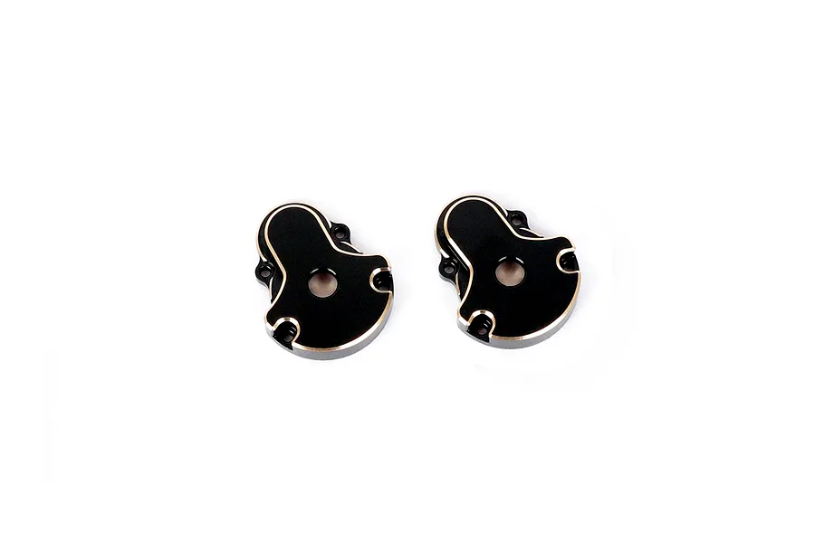 A pair of RGT black and copper-colored metal rear portal axle covers for RC vehicles.