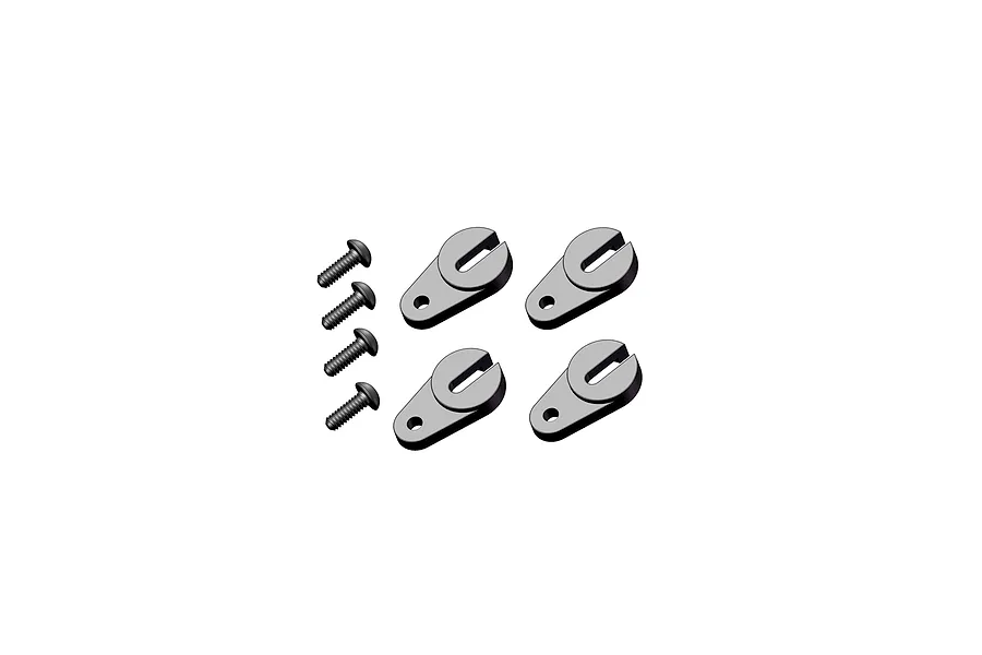 A set of four RGT LED light clips and four matching black screws arranged on a white background.