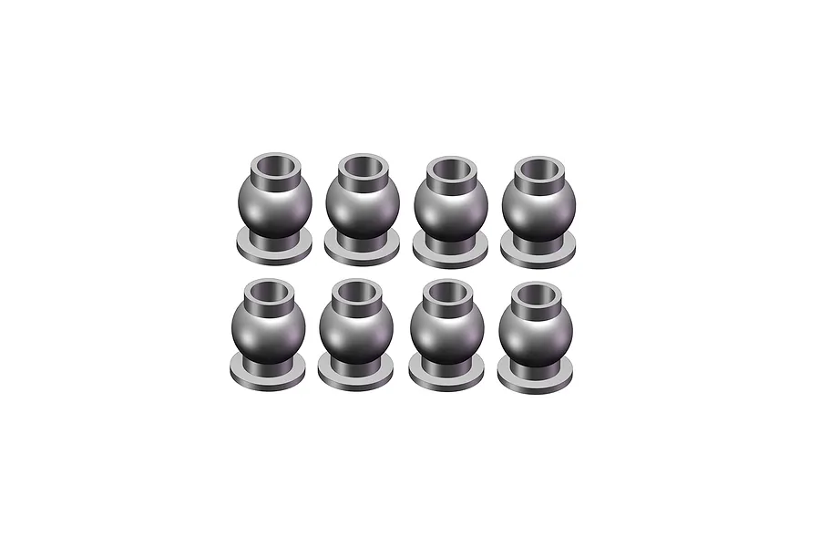 A set of eight identical grey metal pivot balls for RC suspension, arranged in two rows of four on a white background.