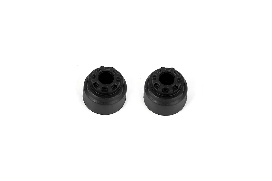 Two black plastic differential case components for RGT RC vehicles, shown from a top-down angle against a white background.