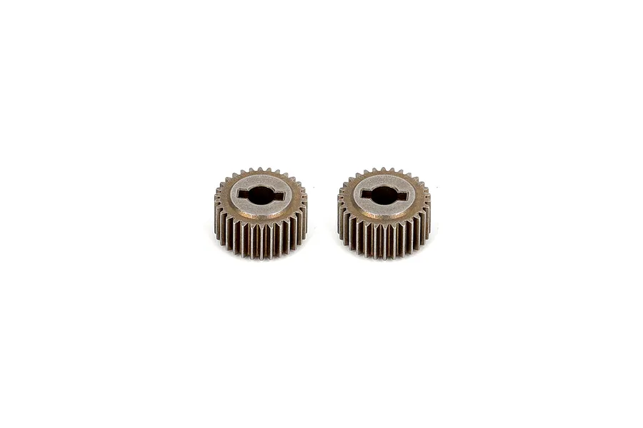 Two RGT 17T transmission gears for RC vehicles, shown side-by-side against a white background.