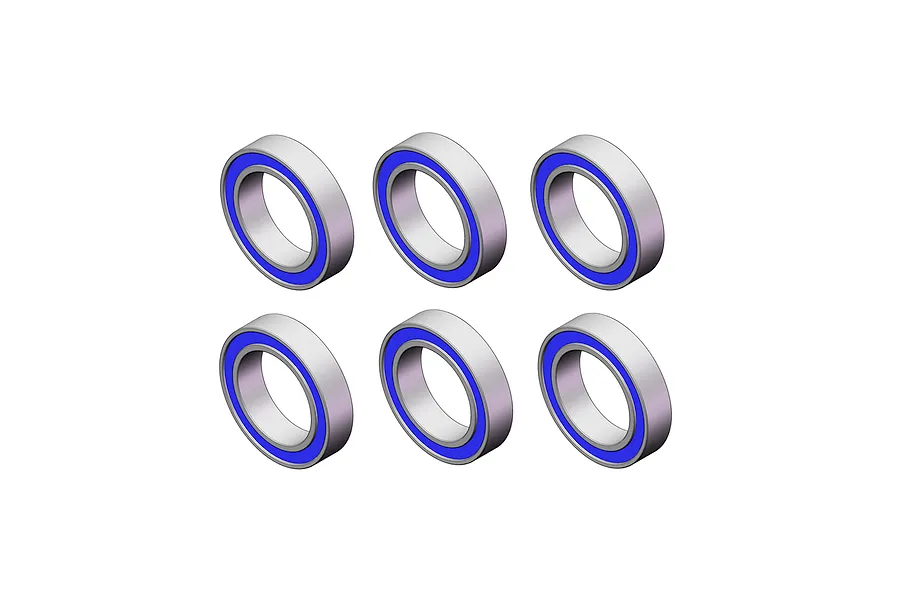 A set of six RGT rubber shielded ball bearings arranged in two rows of three against a white background.
