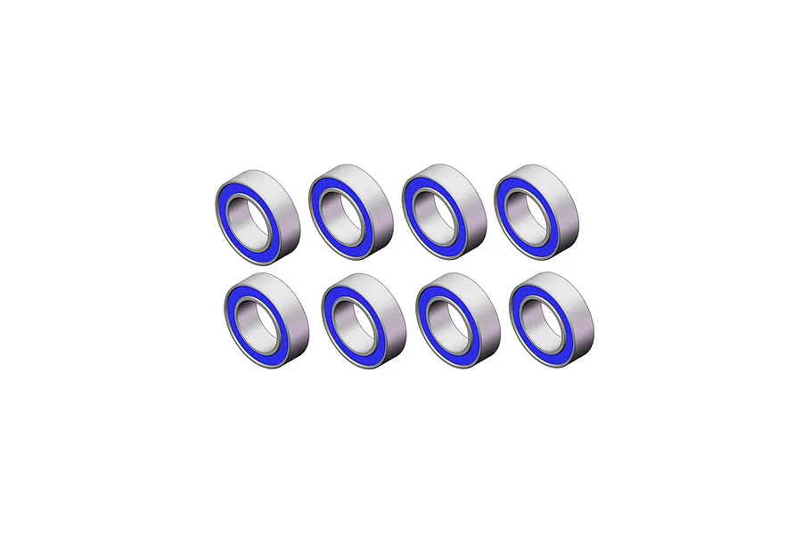 A set of eight RGT rubber shielded ball bearings arranged in two rows of four against a white background.