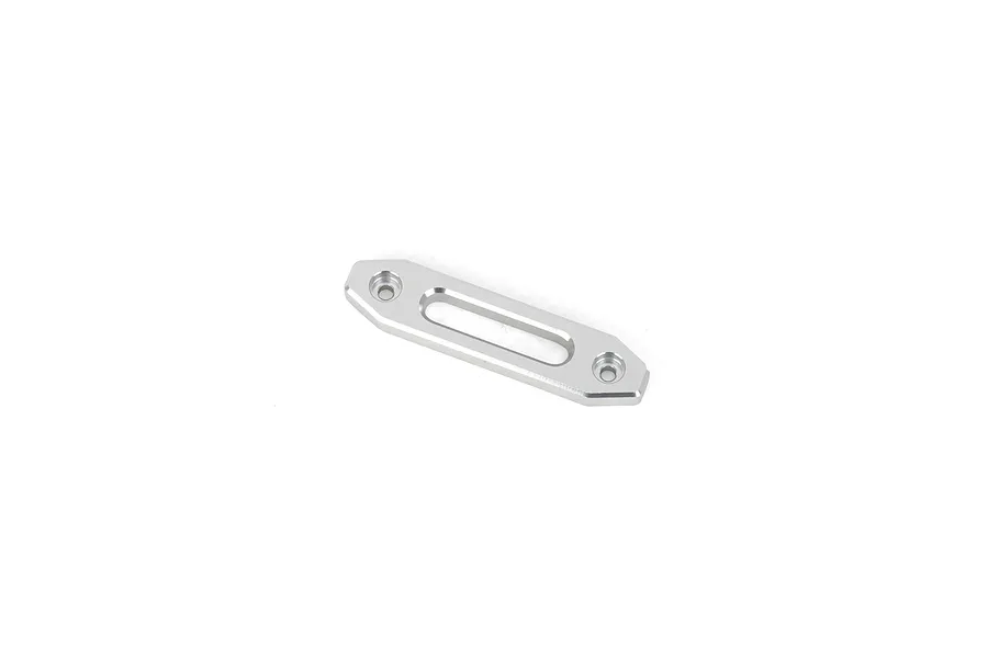 A silver aluminium RC winch fairlead mount for RGT vehicles, featuring a central slot and two countersunk mounting holes.