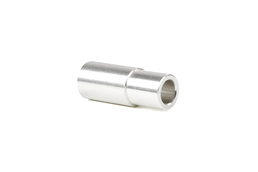 A single silver-coloured cylindrical metal clutch spacer for RC engines, shown against a plain white background.