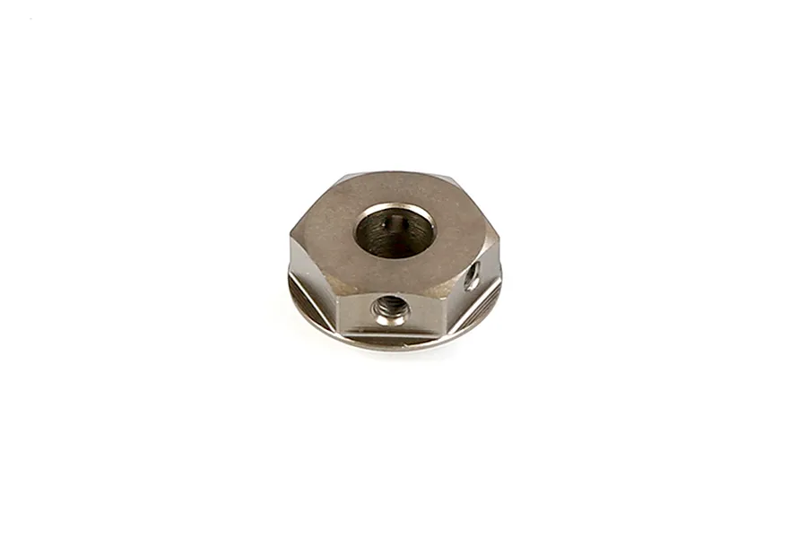 A gunmetal grey Rovan aluminium disc brake hex component for RC vehicles, shown from a top-down angle against a white background.