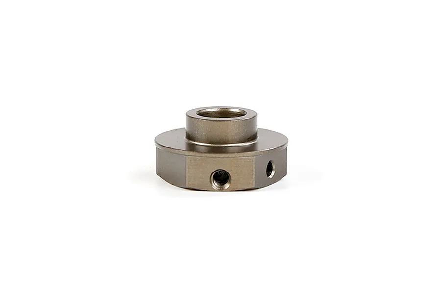 A gunmetal grey Rovan aluminium disc brake hex component for RC vehicles, shown from a side angle against a white background.