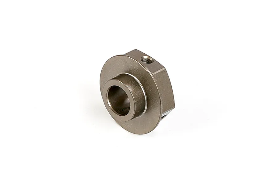 A gunmetal grey Rovan aluminium disc brake hex component for RC vehicles, shown from a side angle on a white background.