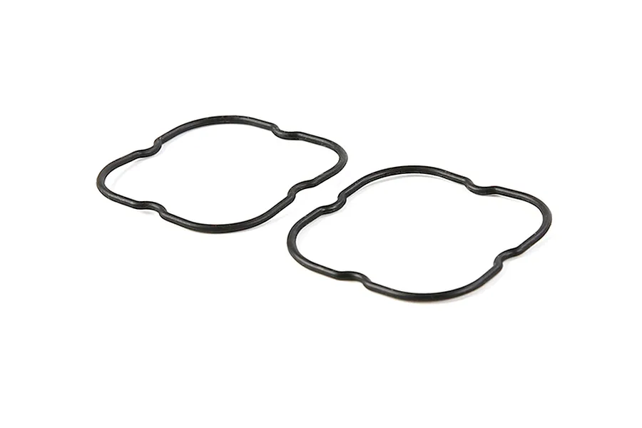 Two black rubber O-ring seals for Rovan RC vehicles, featuring a non-circular, contoured shape.