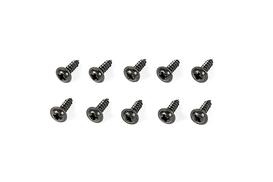 Ten black coarse thread button head screws arranged in two rows of five on a white background.
