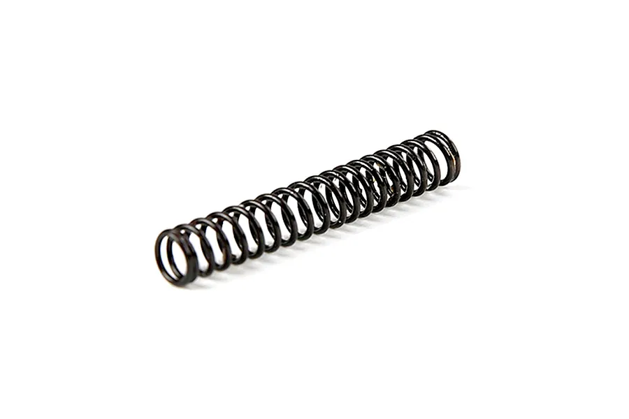 A single black metal coil spring for an RC car brake connecting rod, shown against a plain white background.