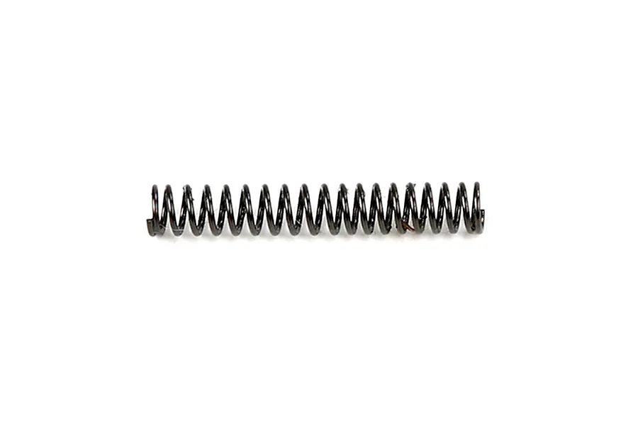 A single black metal coil spring for an RC car brake connecting rod, isolated on a white background.