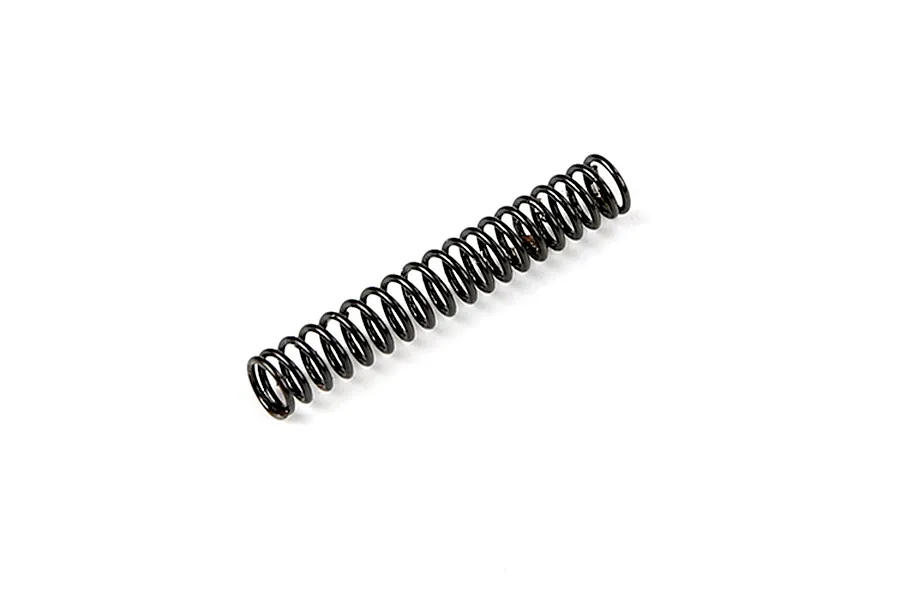 A single black metal coil spring for an RC car brake connecting rod, isolated on a white background.