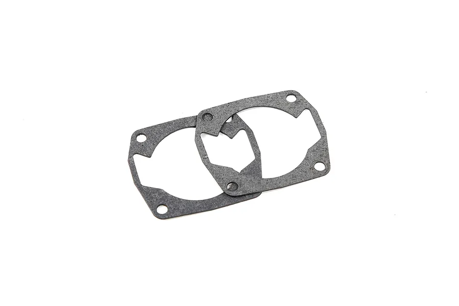 Two grey, four-bolt cylinder head gaskets for a Rovan 45cc RC engine, shown on a white background.