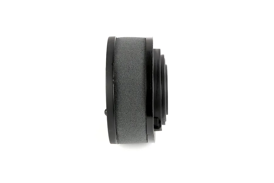 Side profile view of a Rovan LT air filter featuring a grey foam element and black plastic housing on a white background.