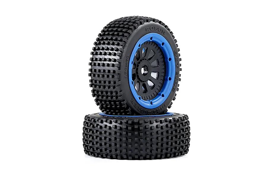 Rovan 4.7/5.5&amp;quot; V5 Dirt Buster Nail Tyres on Blue Rims - Beadlocked Wheels 2Pcs image 1