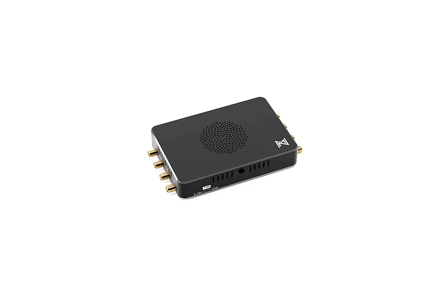 A black CaddxFPV Walksnail Avatar Video Repeater unit with multiple gold antenna connectors and a ventilation grille on top.
