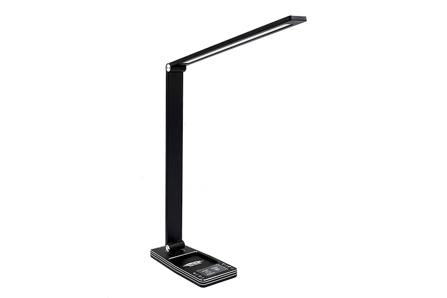 Yeah Racing black aluminium LED pit light with an integrated parts tray and touch controls on a white background.