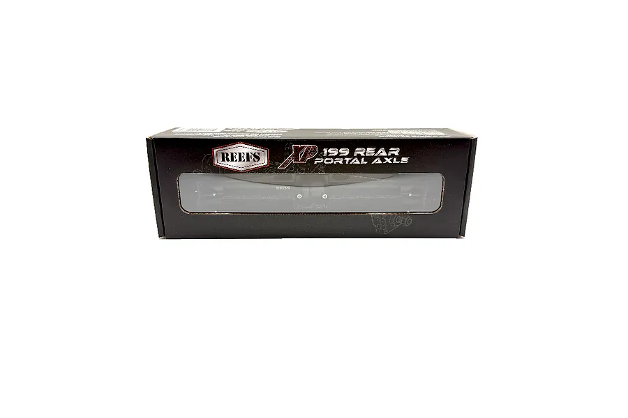 Reefs RC Aluminium XP199 Rear Portal Axle Set in black packaging box
