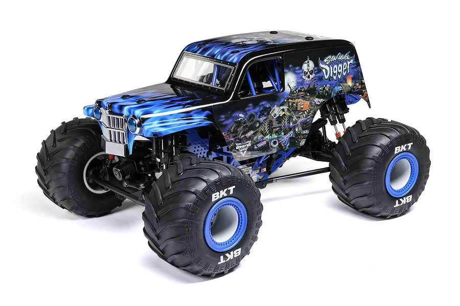 Studio product shot of the Losi LMT Son-Uva Digger 1/8 scale 4WD RC monster truck against a white background.