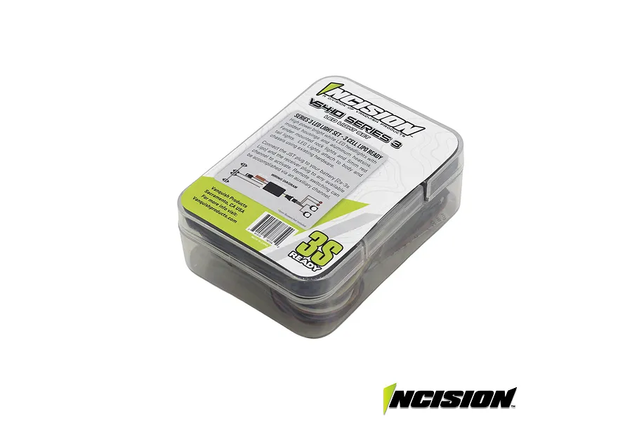 Packaging for Vanquish Incision Series 3 LED Light Kit showing product details and branding on a white background.