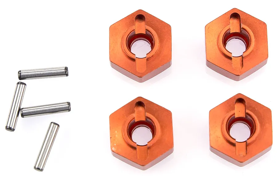 HSP Orange Aluminium 12mm Wheel Hexes 4Pcs w/ Pins image 16077
