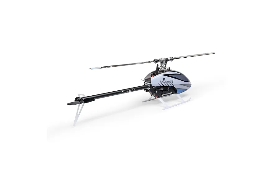 Studio product shot of the Blade InFusion 210 RC Helicopter against a clean white background, viewed from the right rear quarter.
