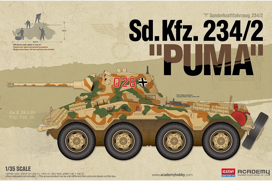 Academy 1/35 Sd.Kfz.234/2 Puma Scaled Plastic Model Kit image 1