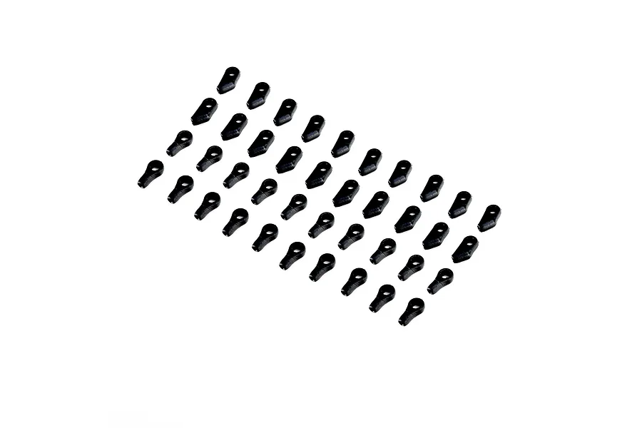 Axial straight and offset black plastic rod ends laid out in rows on a clean white background.