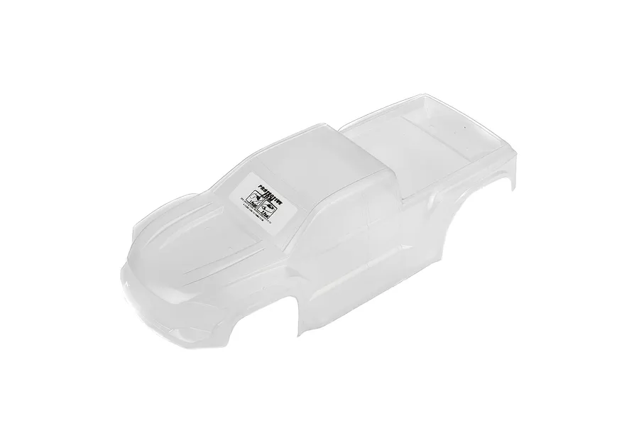 Pro-Line 1/16 Brute unpainted clear RC truck body shell viewed from above against a white background.