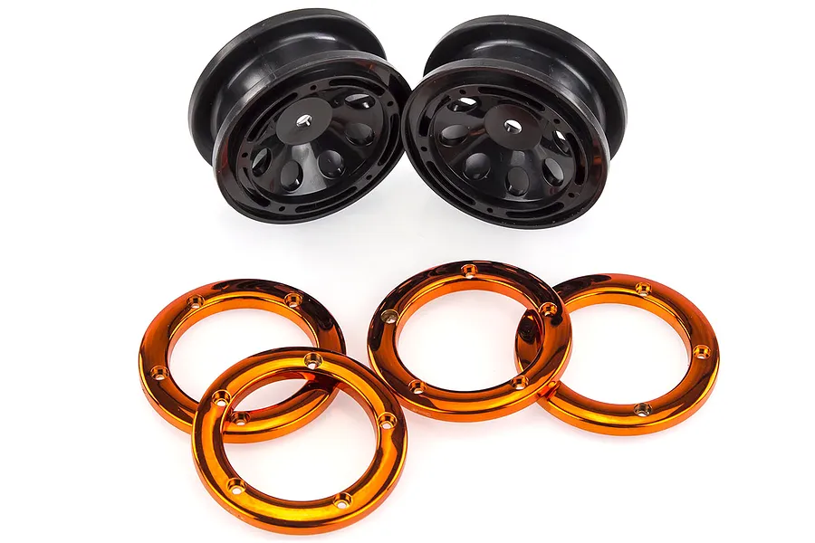 HSP 1.9&amp;quot; Kulak Black/Orange Beadlock Rims 2Pcs image 16115