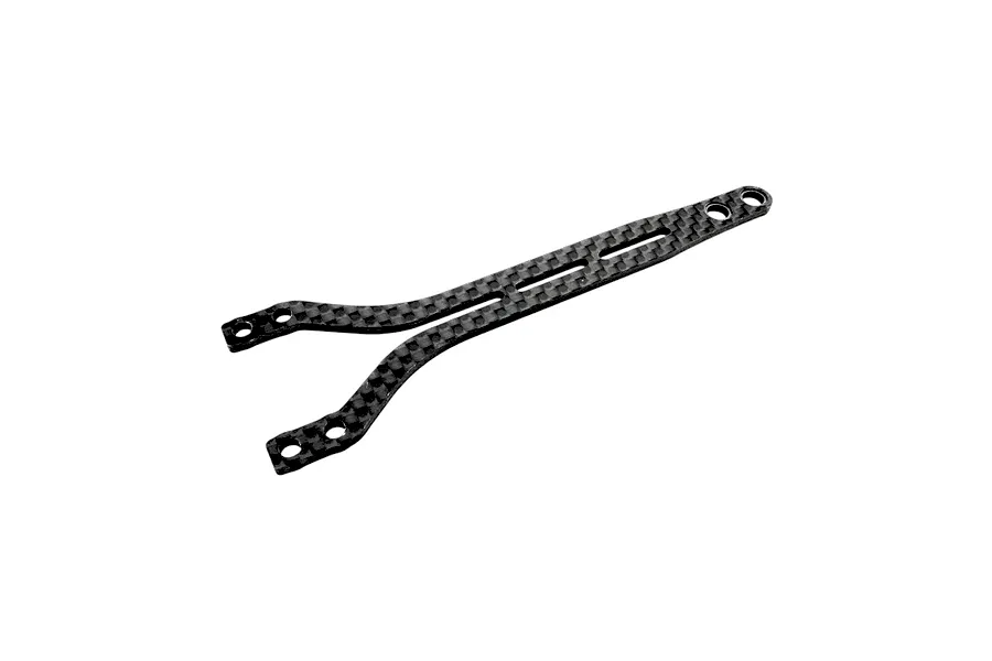RC Maker carbon fibre front topdeck shown isolated on a plain white studio background.