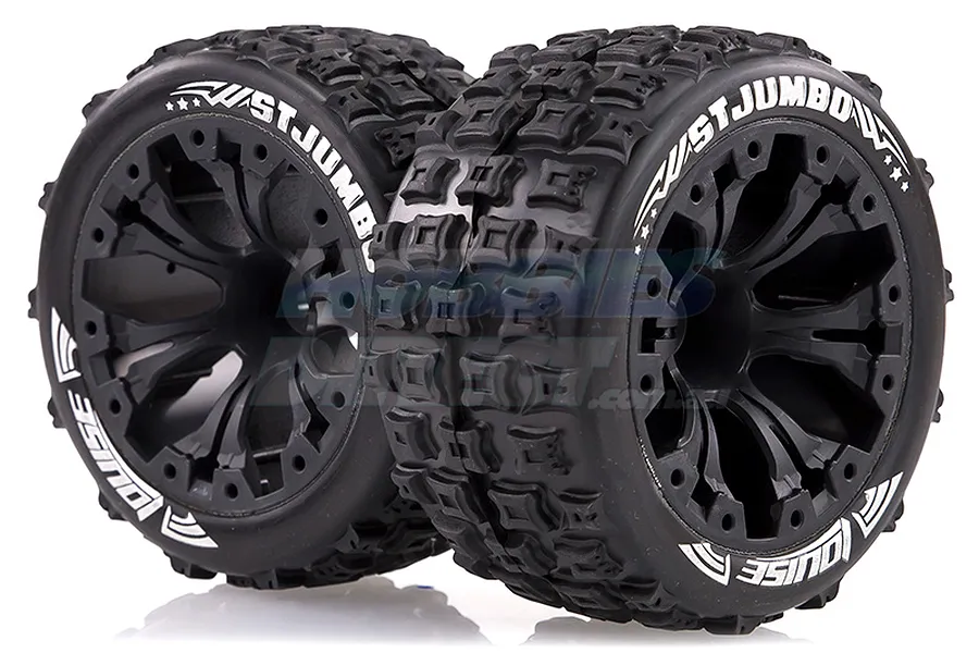 Louise 2.8&amp;quot; ST-Jumbo Tyres on (1/2 Offset) Black Rims - Glued Wheels 2Pcs image 16129