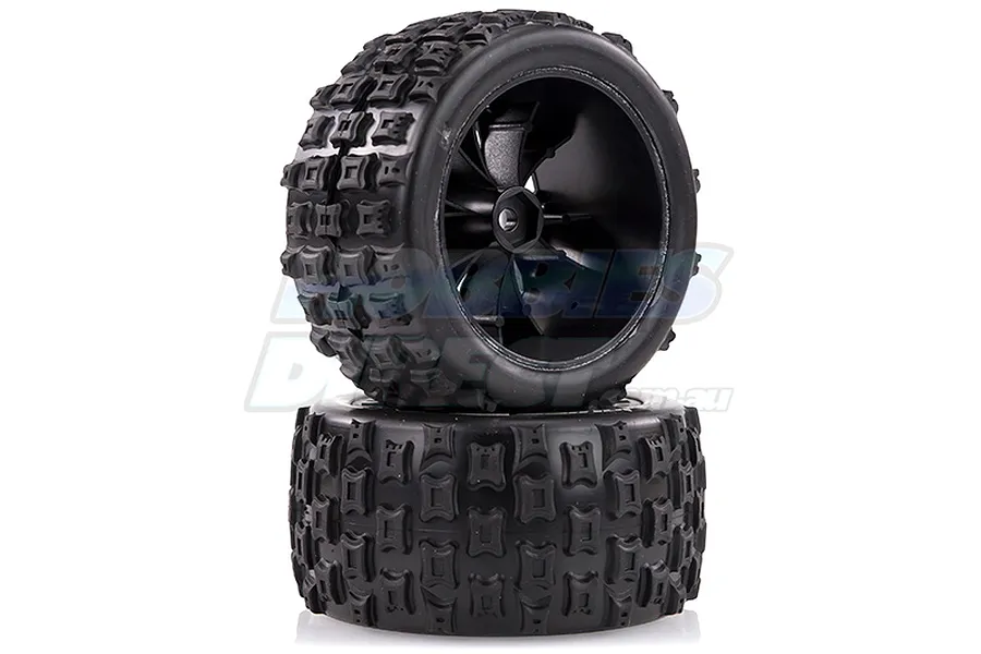 Louise 2.8&amp;quot; ST-Jumbo Tyres on (1/2 Offset) Black Rims - Glued Wheels 2Pcs image 16131