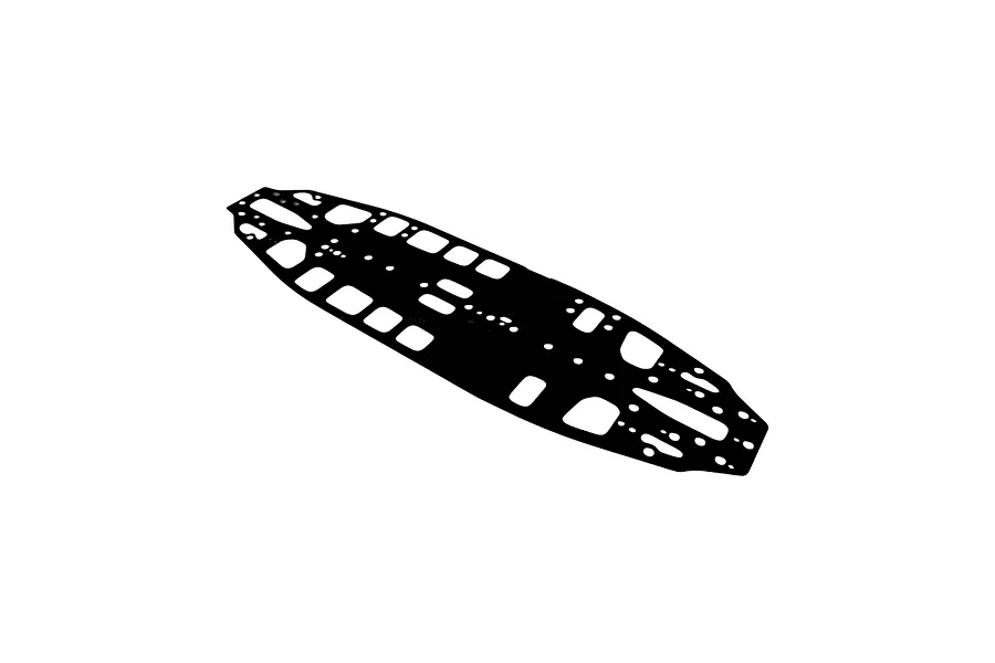 RC Maker 1.2mm Spring Steel Chassis shown isolated on a plain white studio background.