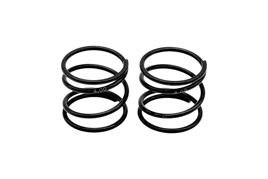 Two black metal RC shock springs placed side by side against a clean white background, showing printed 4.00 markings.