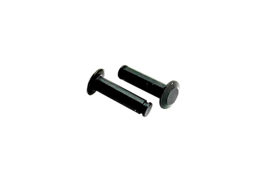 Two black metal upper rocker mounting pins displayed against a plain white background.