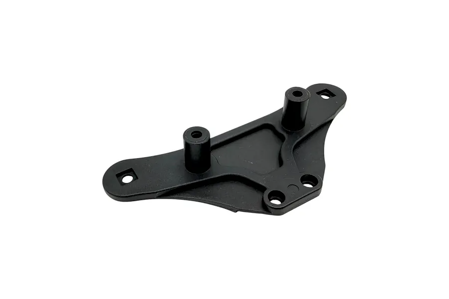 Black plastic RC Maker front lower bumper mount shown on a clean white background in a studio shot.