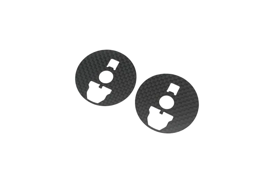 Two round carbon fibre hub aero discs featuring central cutouts, displayed against a plain white background.