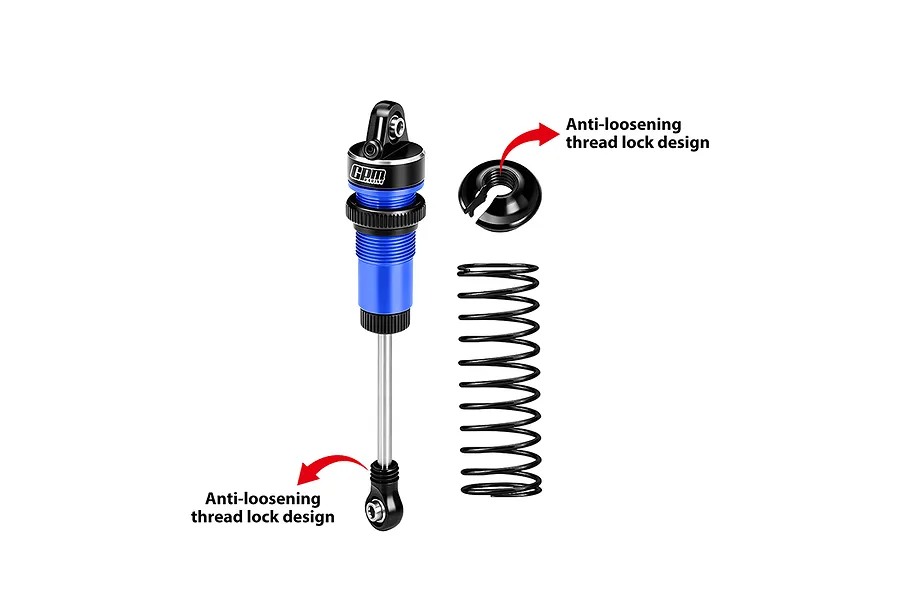 GPM Aluminium 74mm Rear Adjustable Shocks 2Pcs - Blue image 2