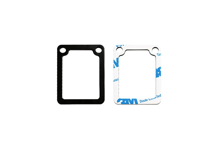 GPM silicone front and rear gearbox gasket seals in black, shown with adhesive backing paper attached.