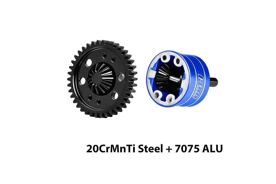 GPM Steel &amp;amp; Aluminium Complete 38T 32dp/0.8Mod Centre Differential &amp;amp; 15T Pinion Gear with Motor Plate - Red image 2