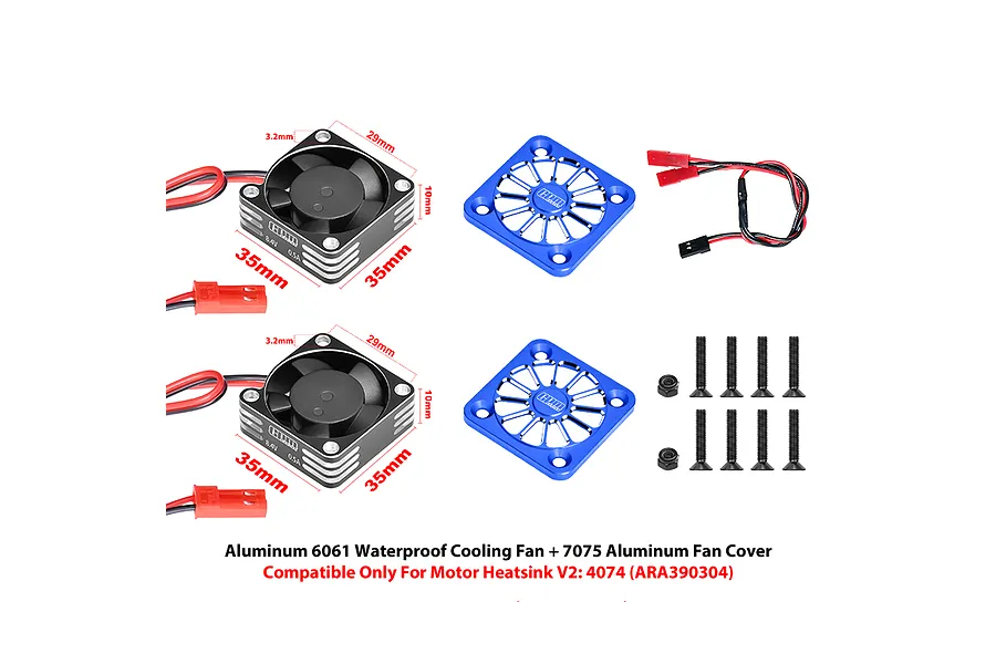 GPM 35x10mm 20,000RPM High Speed Cooling Fans with Aluminium Covers 2Pcs - Blue image 1
