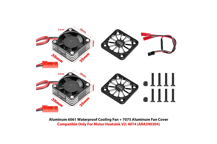 GPM 35x10mm 20,000RPM High Speed Cooling Fans with Aluminium Covers 2Pcs - Black image 1
