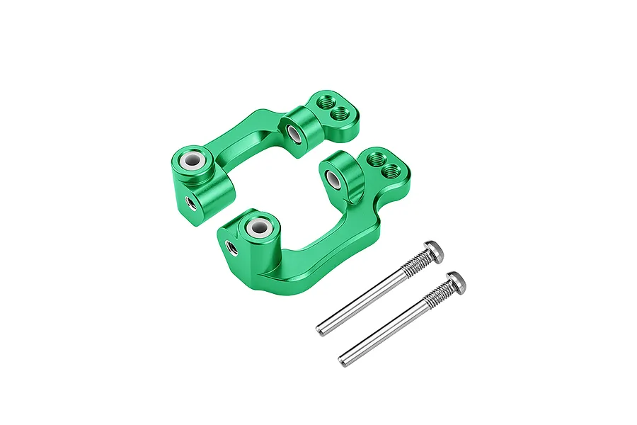 GPM Aluminium Hub Carriers in green with two metal screws displayed on a clean white background.
