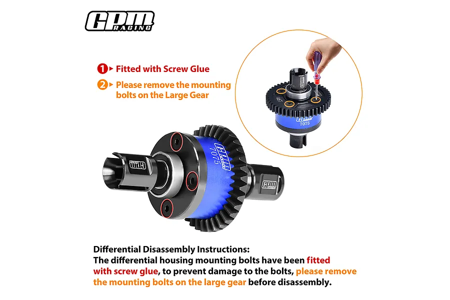 GPM Steel &amp;amp; Aluminium 13T/43T 1Mod Complete Centre Differential - Black image 3