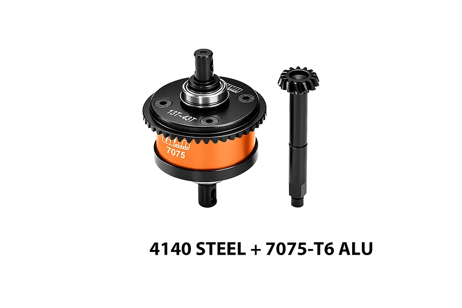 GPM Steel &amp;amp; Aluminium 13T/43T 1Mod Complete Centre Differential - Orange image 1