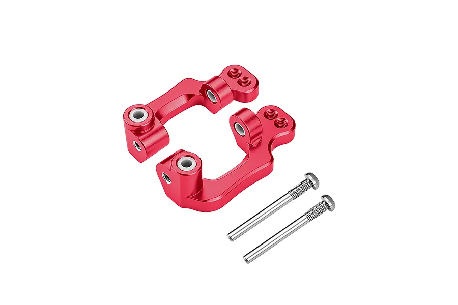 GPM red aluminium hub carriers or C-hubs with included steel screws on a clean white background.
